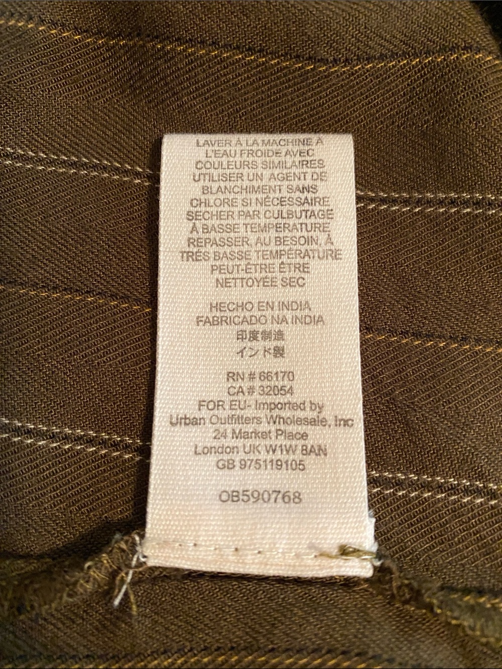 Free People Button Shoulder Long sleeve Blouse Olive Green Pinstripe Peplum Back - Picture 14 of 14